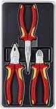 KNIPEX Elektro-Paket, 3-teilig, 160 bis 200 mm, VDE, Grundausstattung für unterwegs, Zangenset, Werkzeugset, 00 20 12
