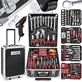 MASKO® Werkzeugkoffer 1400-teilig gefüllt | Werkzeugset im Aluminiumkoffer | Werkzeugkasten mit Rollen | Werkzeugkiste Haushalt, Haus, Hobby, KFZ | Trolley-Funktion | Werkzeugwagen Handwerkzeug