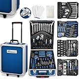 TRESKO Werkzeugkoffer 1400 teilig | Werkzeugkasten gefüllt | Werkzeugkiste Profi | Werkzeugtasche | Werkzeug Set | Werkzeug-Trolley | Chrom-Vanadium Stahl (Blau)
